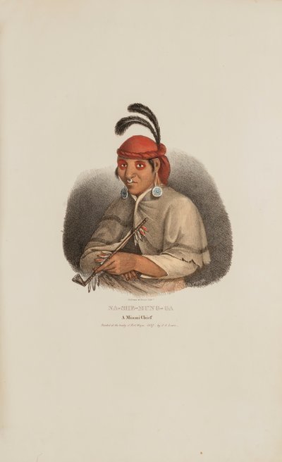 NA-SHE-MUNG-GA, een opperhoofd uit Miami, uit de Aboriginal Portfolio door James Otto Lewis