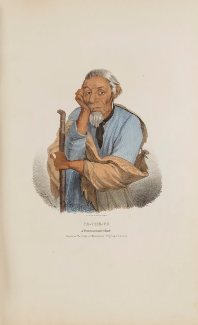 PE-CHE-CO; Een Pottowattomie opperhoofd, uit de Aboriginal Portfolio door James Otto Lewis