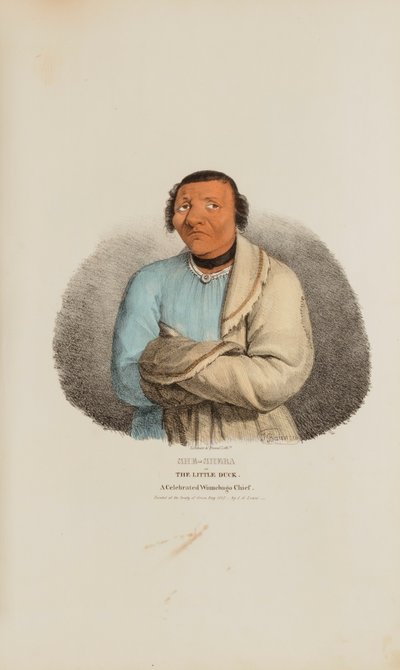 SHE-SHEBA of de kleine eend; een gevierd Winnebago opperhoofd, uit de Aboriginal Portfolio door James Otto Lewis
