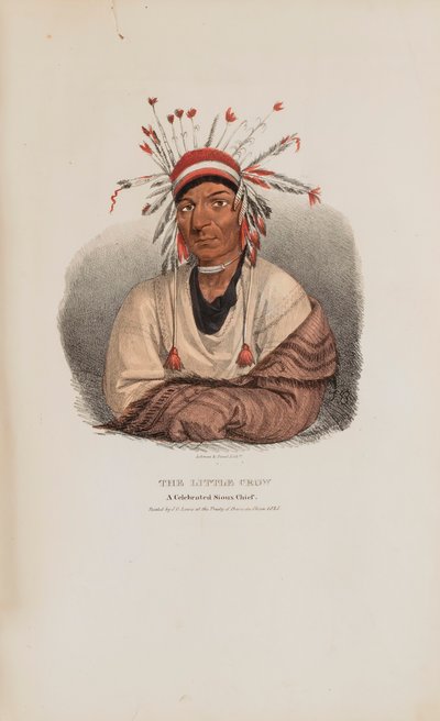 THE LITTLE CROW, Een gevierd Sioux opperhoofd, uit de Aboriginal Portfolio door James Otto Lewis