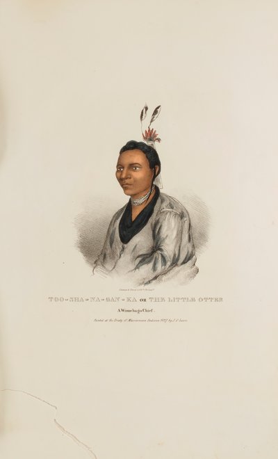 TOO-SHA-NA-GAN-KA of de kleine Otter; een Winnebago opperhoofd, uit de Aboriginal Portfolio door James Otto Lewis