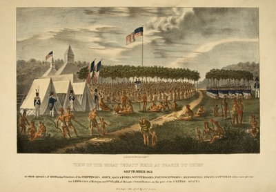Uitzicht op het Grote Verdrag gehouden in Prarie du Chien, september 1825 door James Otto Lewis
