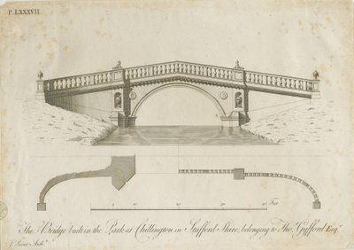 Chillington Park - Brug: gravure, nd [c 1789] door James Paine