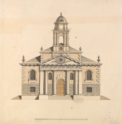 Ontwerp voor een Kerk: Voorgevel van het Westen door James Paine