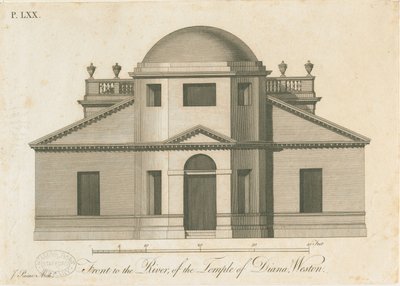 Weston-under-Lizard - De Tempel van Diana: Gravure, nd [c 1765-1770] door James Paine