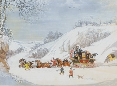 Een Postkoets in Diepe Sneeuw, gegraveerd door George Hunt door James Pollard