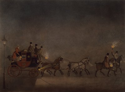 Postkoets in een Mist door James Pollard