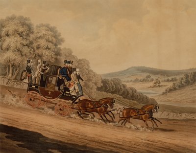 Manchester Koets (gekleurde gravure) door James Pollard