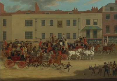North Country Mails bij de Peacock, Islington door James Pollard