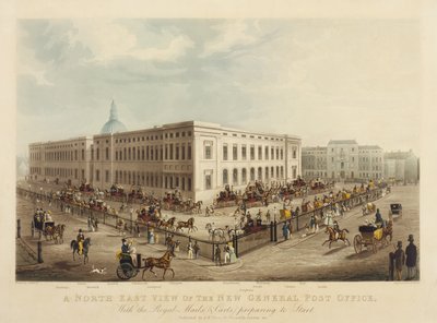 Noordoostelijke aanblik van het nieuwe algemene postkantoor, 1829 door James Pollard