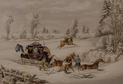 De Postkoets in een Sneeuwdrift door James Pollard