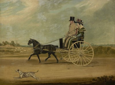 Klein Duimpje met Peter Brown en zijn vrouw in een rijtuig, 1828 door James Pollard