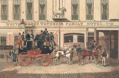 White Horse Tavern en Hotel, Fetter Lane, Londen door James Pollard