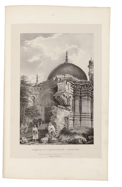 Tempel van Vishweshwur, Benares 1831-33 (litho) door James Prinsep