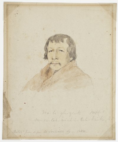 Portret van Black Hawk en Na-Be-Ghi-Zeik door James Reid Lambdin