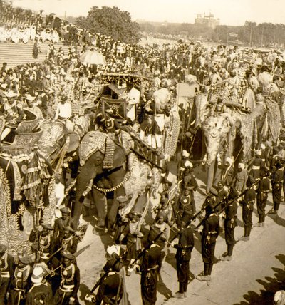 De Grote Durbar-processie, Delhi, India. 1903 door James Ricalton