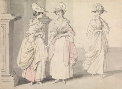 Drie dames op een terras door James Roberts