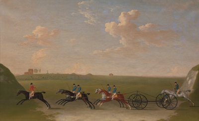 De chaise-wedstrijd op Newmarket Heath op woensdag 29 augustus 1750 door James Seymour
