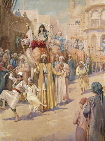 Een Arabische Huwelijksstoet door Caïro door James Shaw Crompton