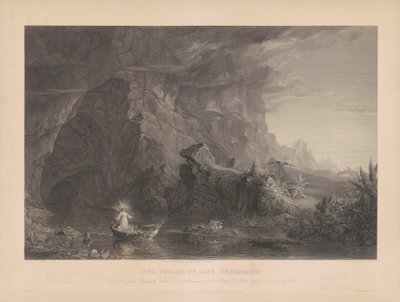 De reis van het leven: Kindertijd door James Smillie, after Thomas Cole