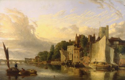 Lambeth vanaf de rivier richting Westminster Bridge door James Stark