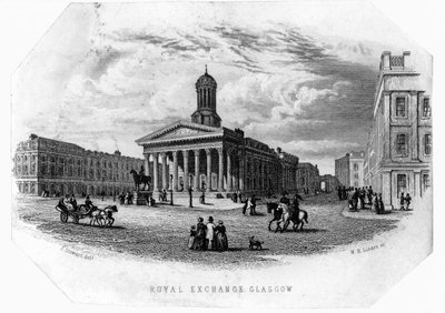De Koninklijke Beurs, Glasgow, gegraveerd door William Home Lizars door James Stewart