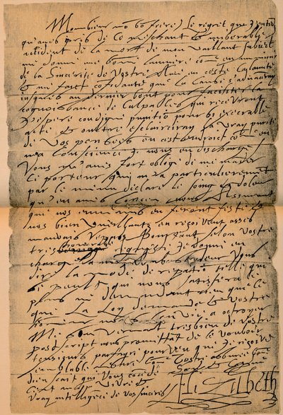 Een brief van Koningin Elizabeth I 1533-1603 aan Koning James VI 1566-1625, 1898 door James Stillie