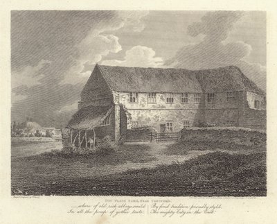 Robert Bloomfield, dichter: The Place Farm, nabij Thetford (gravure) door James Storer