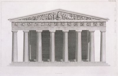 Vooraanzicht van een klassiek gebouw, Volume II, Hoofdstuk I, Plaat III, uit 