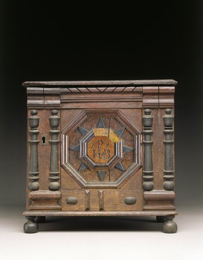 De Joseph en Bathsheba Pope Gesneden en Aangebracht Waardevolle Kast, Salem, Massachusetts, 1679 door James Symonds