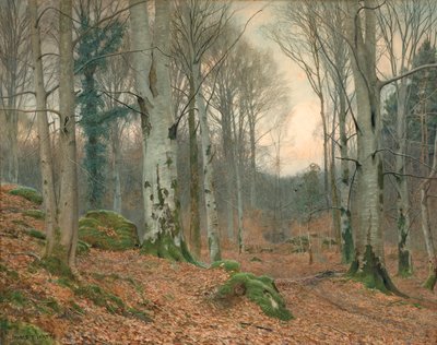 Een Welshe hout in de winter door James Thomas Watts