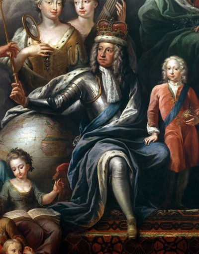 George I en zijn kleinzoon, Prins Frederik, detail uit de Painted Hall door James Thornhill