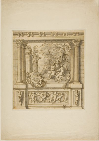 Muurschildering met Verhaal van Egeria & Numa Pompilius door James Thornhill