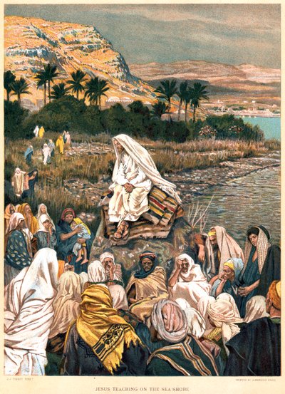 Jezus onderwijst aan de kust door James Tissot
