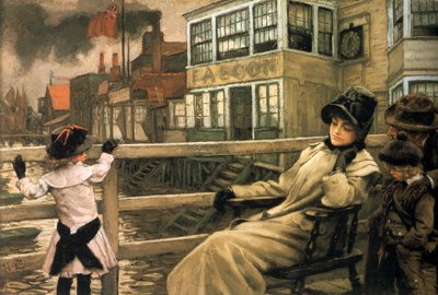 Wachten op de veerboot I door James Tissot