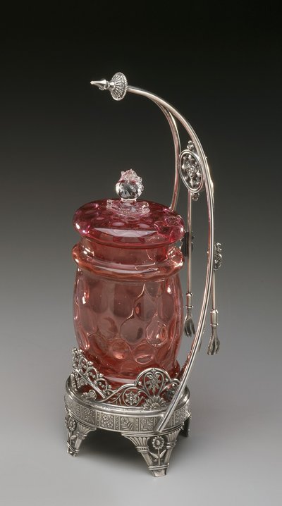 Augurkenpot op standaard met tang door James W. Tufts Co.