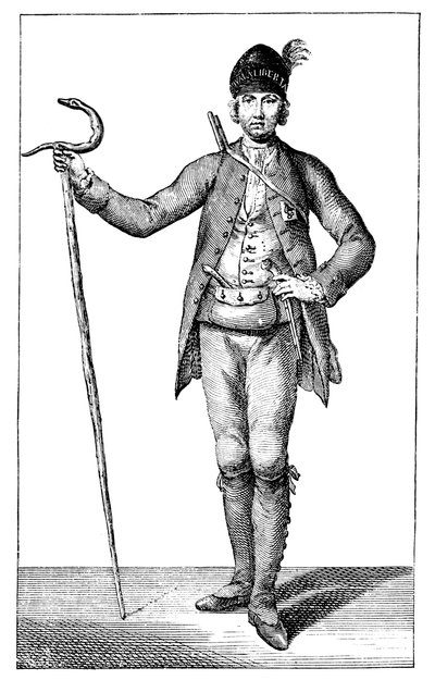 James Boswell, esq in de kleding van een gewapende Corsicaanse Chef, 1769 door James Wale
