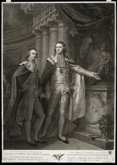 Portret van groothertogen Alexander Pavlovich en Constantine Pavlovich van Rusland door James Walker