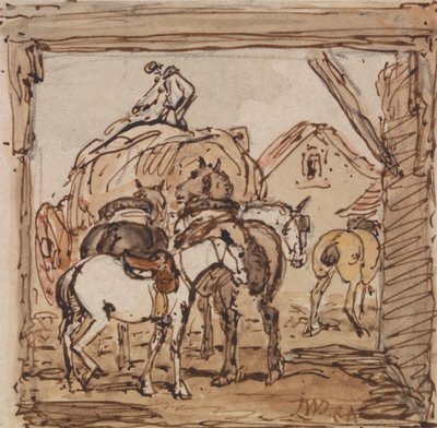 Boerderij en paarden door James Ward