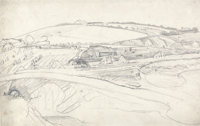 Landschap met Boerderij en Korenstokken door James Ward