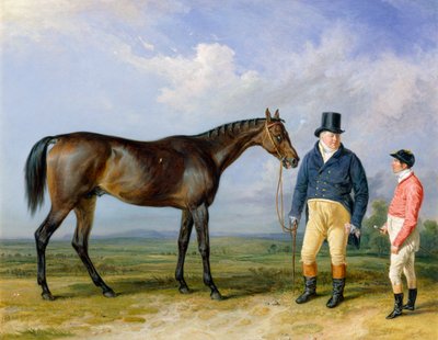 Rockingham met zijn eigenaar, John Theobald, en jockey, Jem Robinson door James Ward