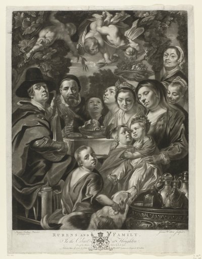 Portret van Jacques Jordaens met zijn ouders, broers en zussen door James Watson (prentmaker)