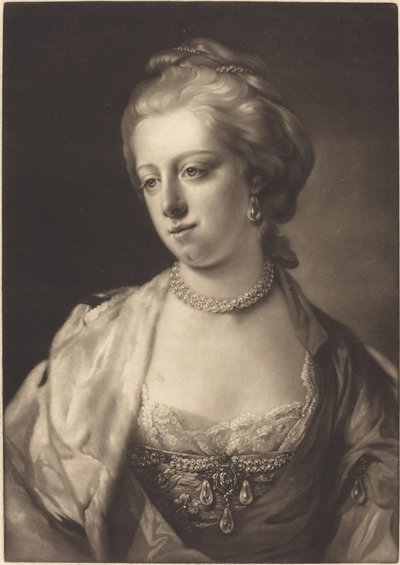 Prinses Caroline Matilda, koningin van Denemarken door James Watson after Francis Cotes