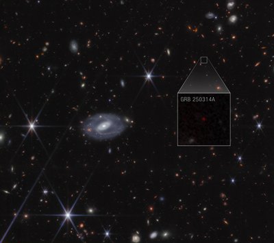 GRB 250314A – Uitsnede (NIRCam-opname) door James Webb Space Telescope (NASA)
