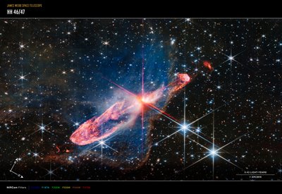 Herbig-Haro 46/47 (NIRCam Kompasbeeld) door James Webb Space Telescope (NASA)