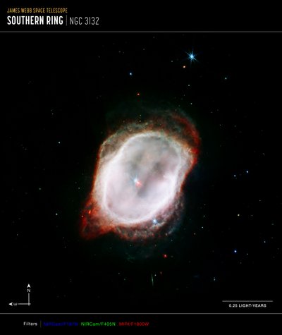 Gas van de Zuidelijke Ringnevel door James Webb Space Telescope (NASA)