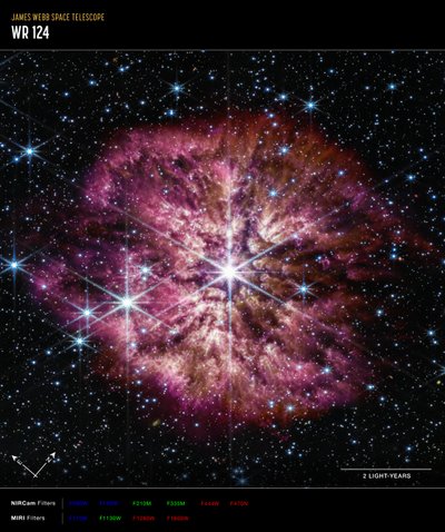 WR 124 (NIRCam en MIRI Kompasbeeld) door James Webb Space Telescope (NASA)