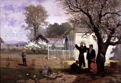 Het Maken van de Vogelverschrikker, c.1880 door James Wells Champney
