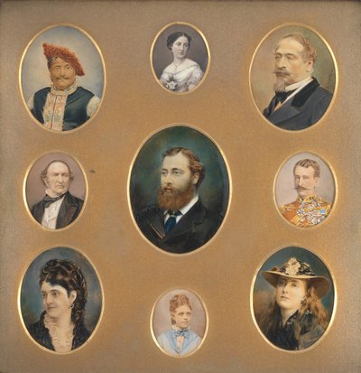 Negen Portretten in Originele Passe-Partout door James William Bailey