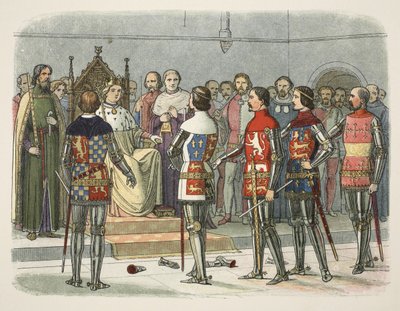 Arundel, Gloucester, Nottingham, Derby en Warwick voor Richard II, uit A Chronicle of England BC 55 tot AD 1485, uitgegeven in Londen door James William Edmund Doyle